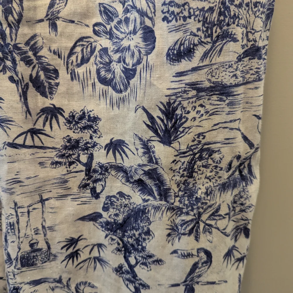 M Joie Blue & White Toile Womens 100% Linen Wide Leg Pants - Picture 2 of 8